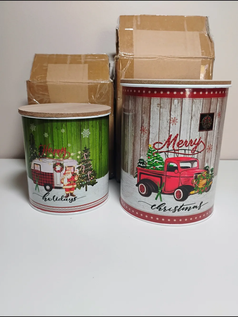 Holiday Decorative Storage Canister Set - Red & Green